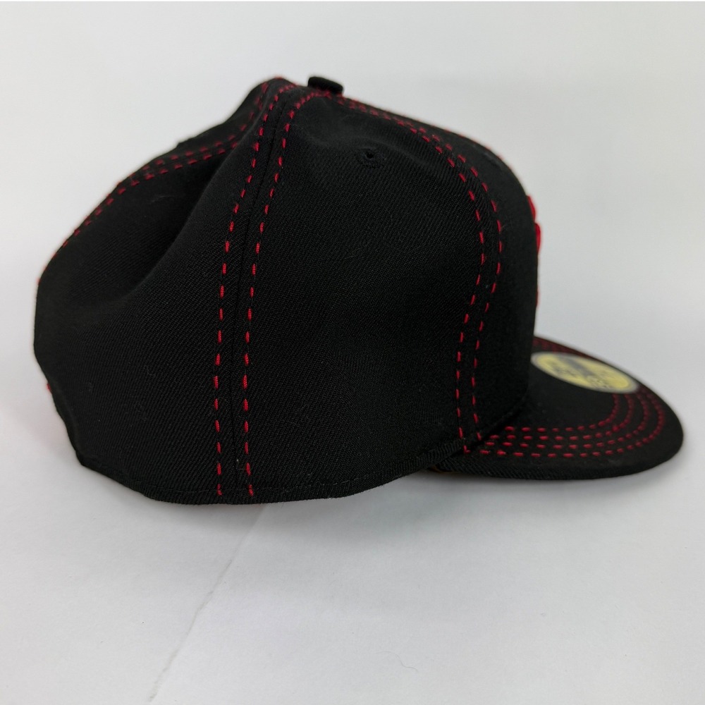 New Era New York Yankees 59FIFTY Fitted Hat 7 3/4 Black Red Contrast Stitch Wool - Picture 8 of 14